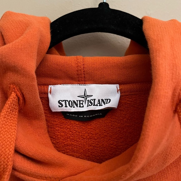 Stone Island Garment Dyed Hooded Sweatshirt in Brushed Cotton Fleece Orange (M) - Picture 5 of 6
